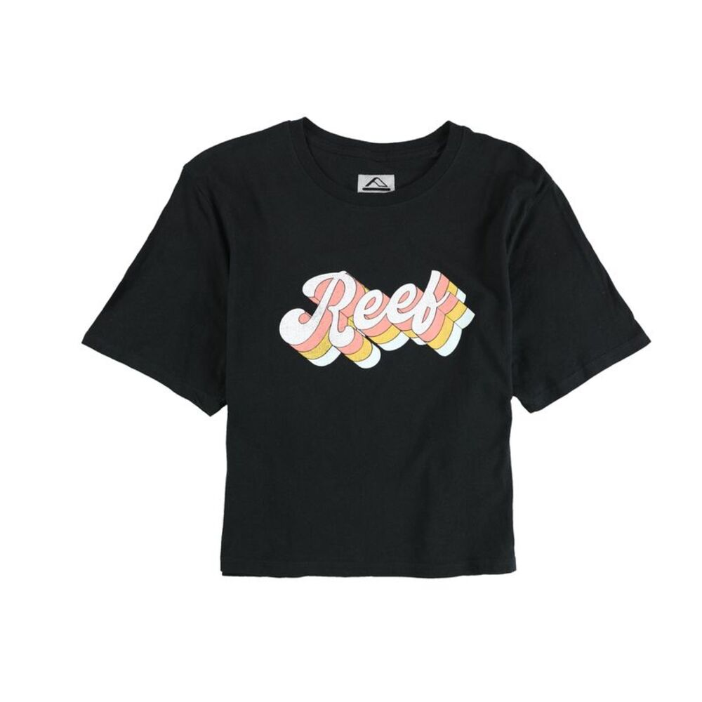 Reef Womens Cropped Script Logo Graphic T-Shirt, NWT
